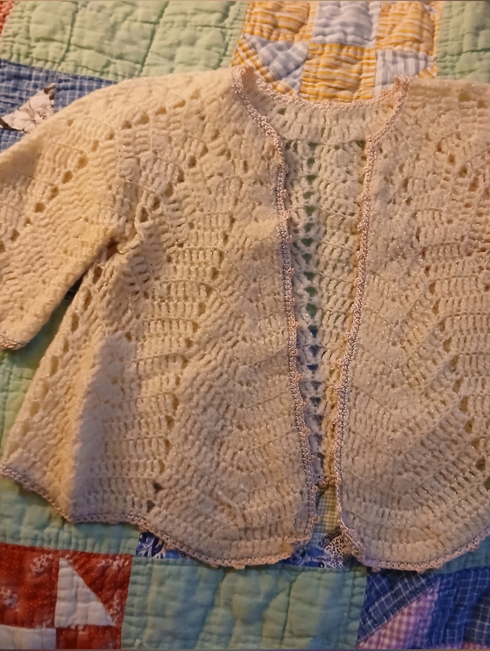Antique Hand Crochet Baby Jacket/ Cardigan